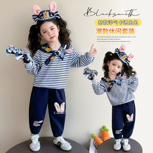 女童表演套装疯狂动物城运动卫衣卫裤春秋朱迪警官儿童演出cos服
