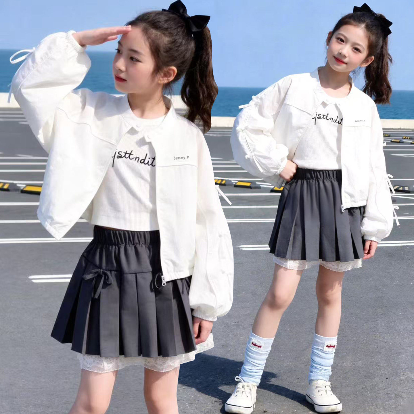 女童防晒衣夏季2026新款韩版女孩蝴蝶结外套大童薄款皮肤衣潮