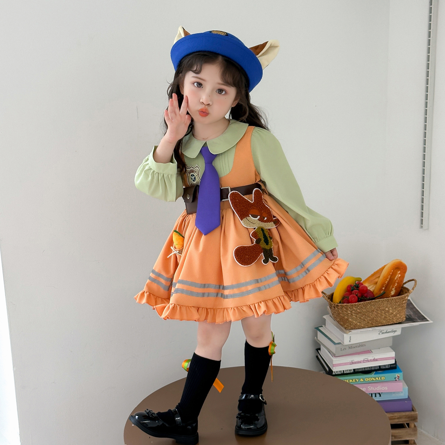 女童疯狂动物城朱迪连衣裙演出服春秋女童兔子警官cos服装尼克裙