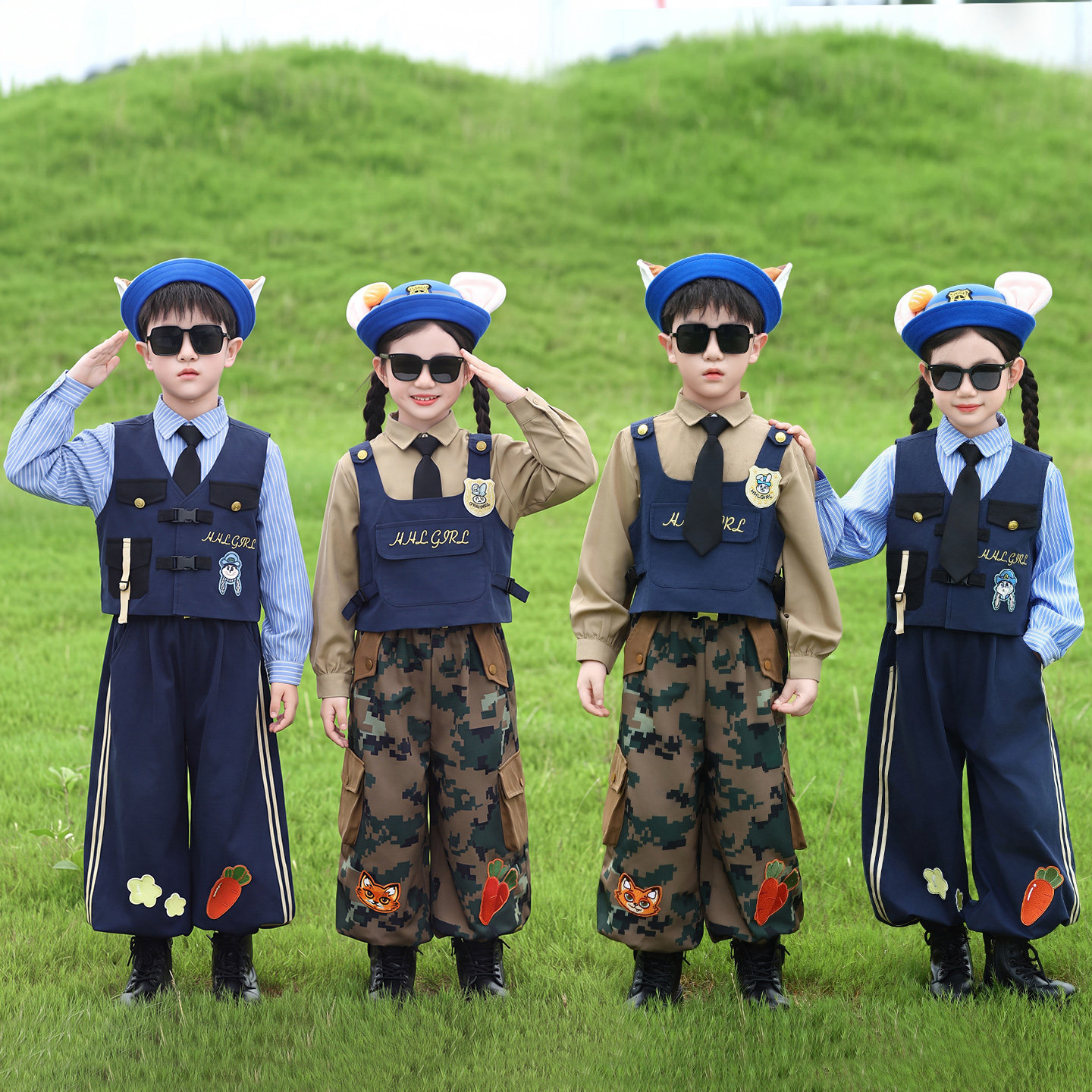 男女童套装疯狂动物城尼克狐狸演出服秋季兔子警官儿童cos服装