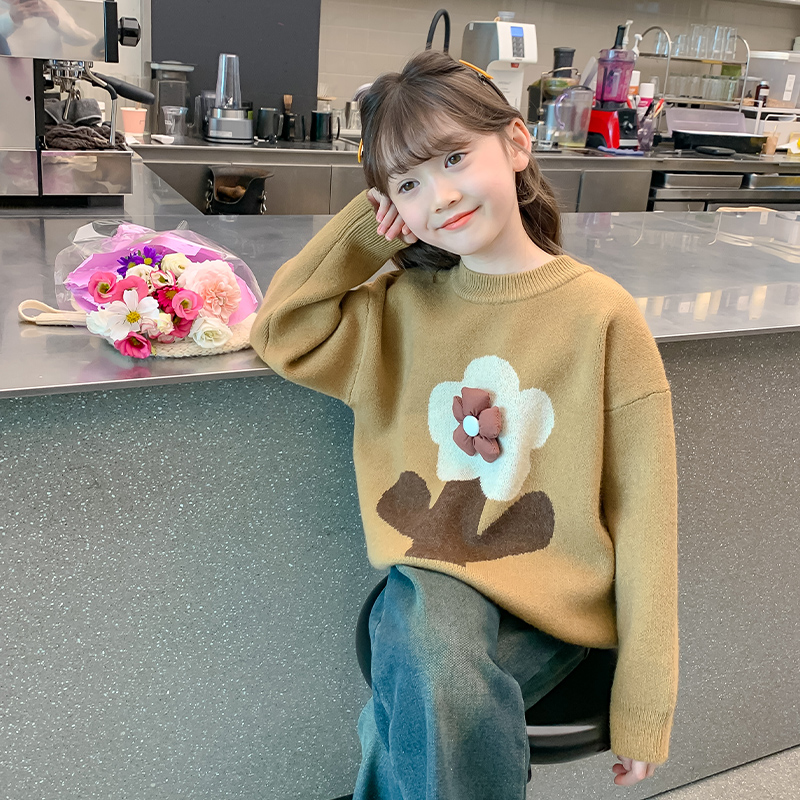 女童毛衣针织衫冬季新款儿童加厚打底衣中大童女孩网红爆款上衣潮