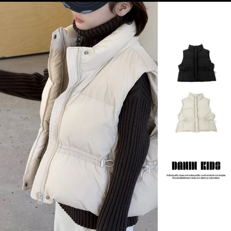 女童冬款加厚白鸭绒羽绒马甲