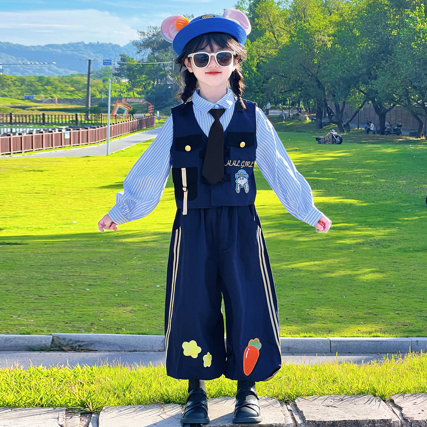 男女童套装疯狂动物城尼克狐狸演出服秋季兔子警官儿童cos服装