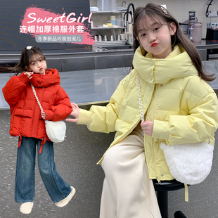 连帽棉衣冬装 儿童加厚保暖棉袄洋气女孩韩版 新款 女童羽绒棉服冬季