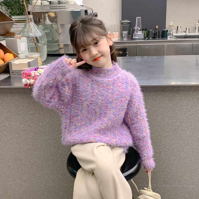 女童毛衣针织衫冬季新款儿童加厚打底衣中大童女孩网红爆款上衣潮