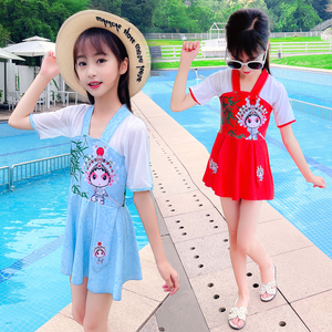 女童分体泳装夏装2023新款大儿童洋气游泳裙夏季女孩中国风泳衣