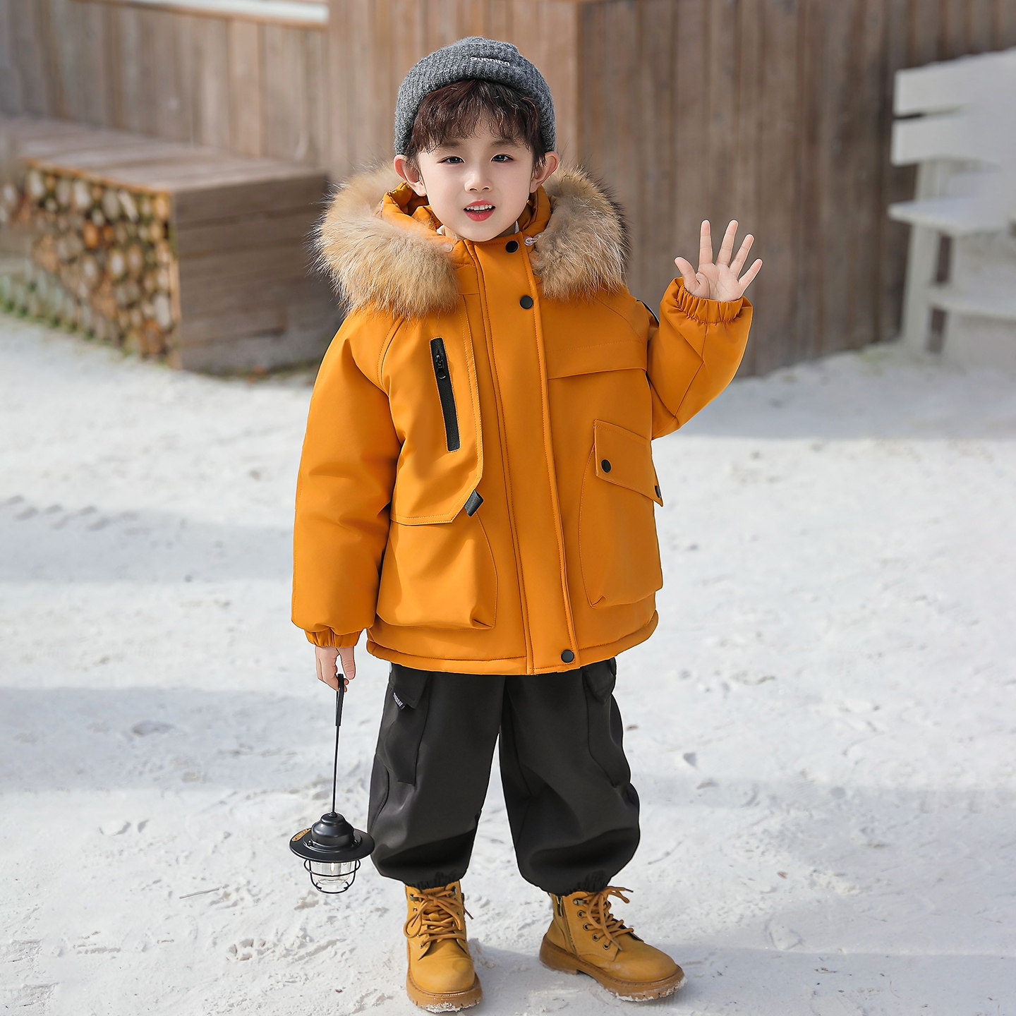 男女童棉服冬季新款儿童年服派克服加绒加厚新年棉衣大毛领棉袄