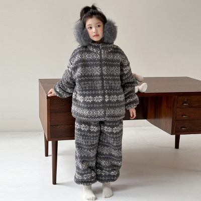 女童睡衣冬季新款儿童家居服套装女大童加绒加厚保暖两件套冬装潮