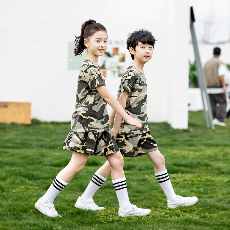六一儿童表演服夏季小学生训练服迷彩套装中大童幼儿园军训演出服