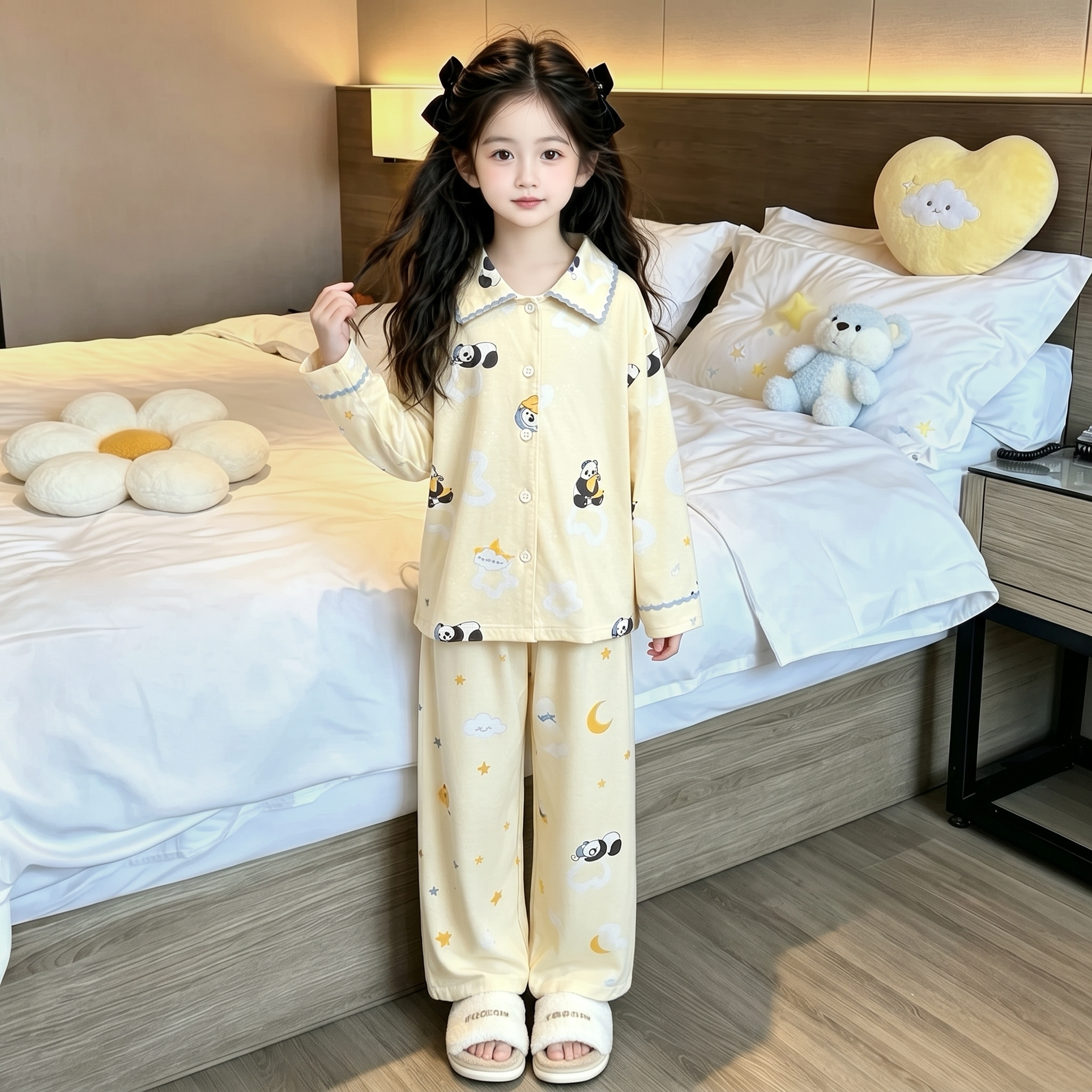 2026新款女童睡衣套装春秋季女孩纯棉长袖儿童家居服两件套童装潮
