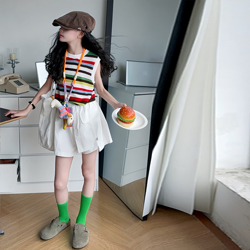 女童背心套装夏季韩版女孩薄款两件套大童上衣休闲裤2026年新款潮