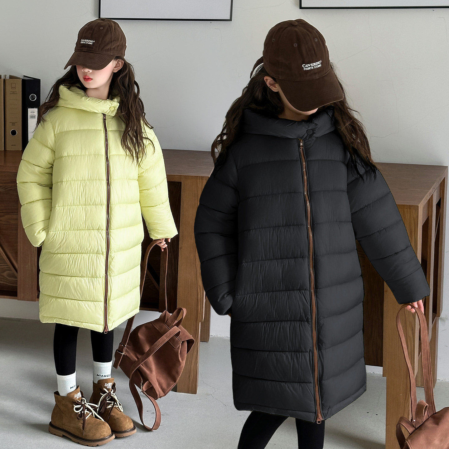 女童羽绒棉服冬季新款儿童加厚外套女大童中长款棉衣棉服女孩棉袄