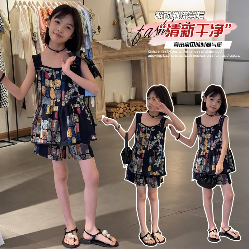 女童背心套装夏季韩版女孩吊带短裤两件套中大童上衣休闲童装衣服