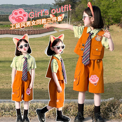 男童套装疯狂动物城尼克狐狸演出服夏季女童兔子警官儿童cos服装