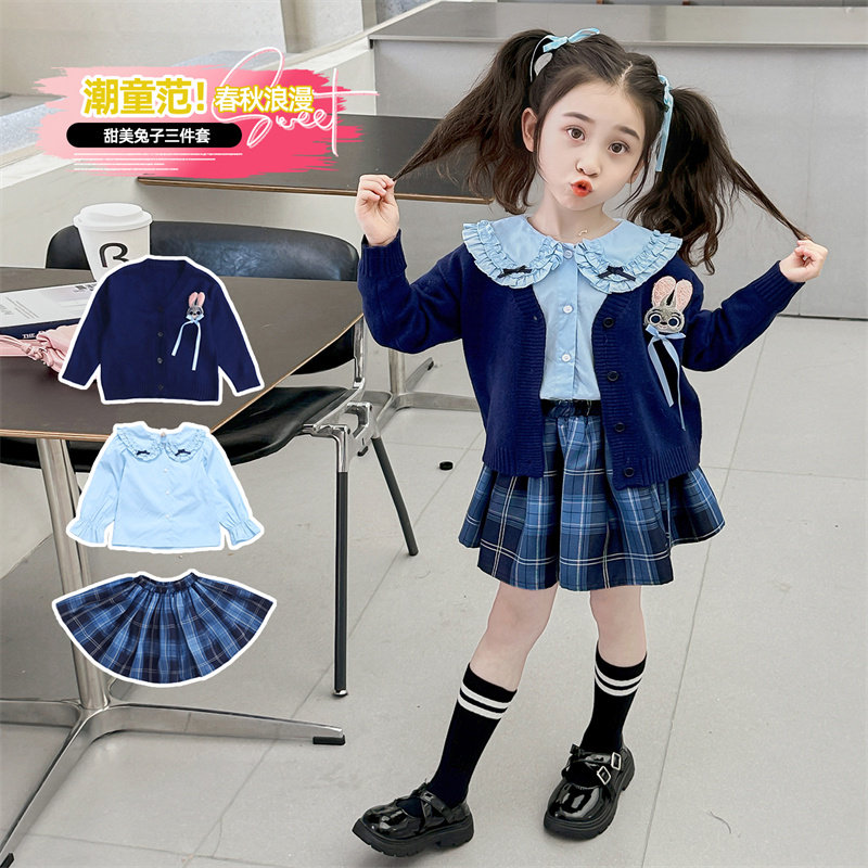 女童裙子朱迪毛衣开衫衬衫百褶裙演出服春季女童兔子警官cos服装