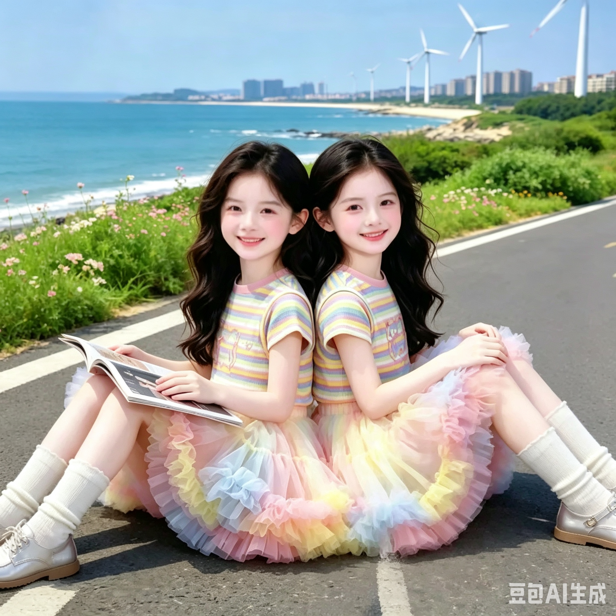 女童T恤蓬蓬裙夏季新款韩版女孩短袖裙子两件套中大童套装裙童装