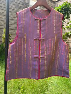 张和才正品带钢印心经锦马甲 幻彩偏光对襟马甲100桑蚕丝新中式