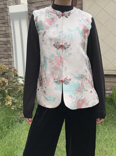 李德喜风景蝴蝶马甲 名家宋锦镜花水月马甲意境蝴蝶马甲还原对花