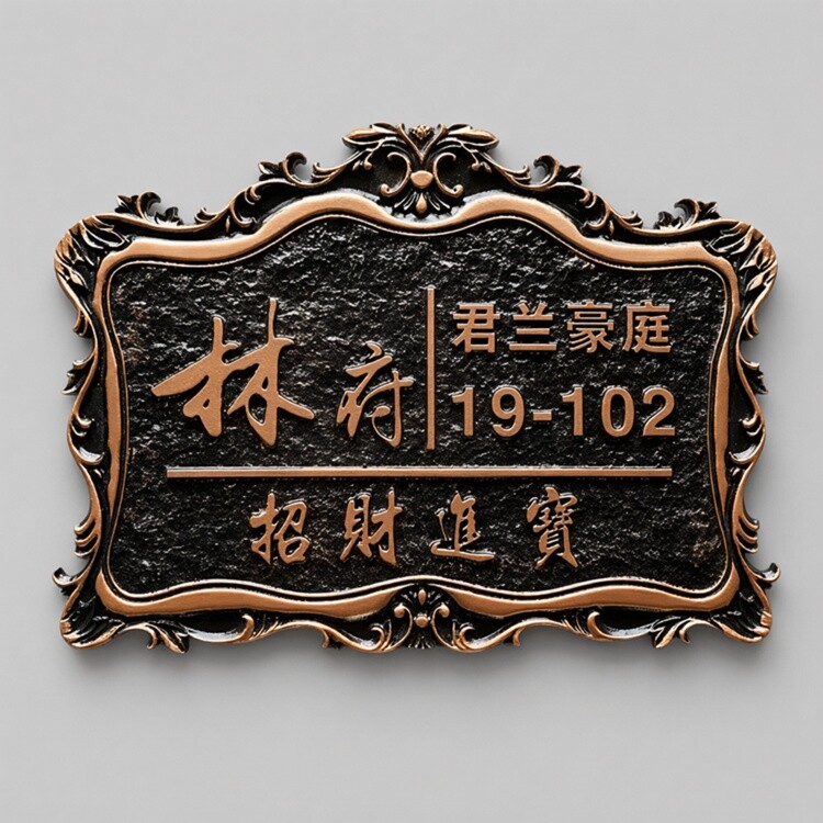 订做仿古铜门牌定制别墅酒店立体浮雕号码牌个性创意带姓名标识牌