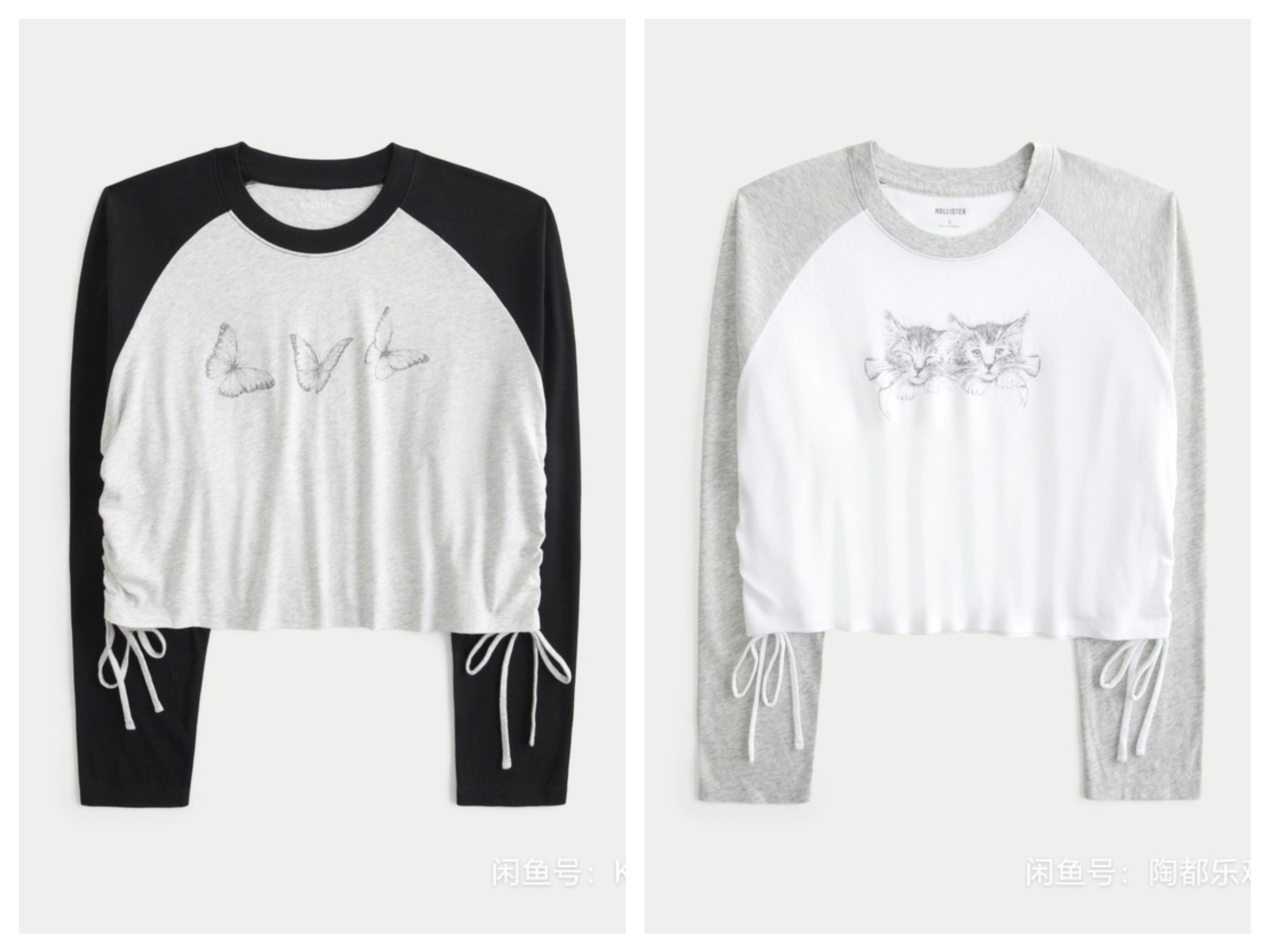 Hollister 国内代购2025新款猫咪/蝴蝶印花插件长袖不支持退货