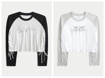 Hollister 国内代购2025新款猫咪/蝴蝶印花插件长袖不支持退货
