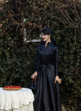 35姆米真丝棉缎进口面料连衣裙套装