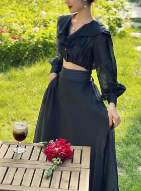 PEPPER ANN私人订制 荷叶领短开衫与绑带长裙