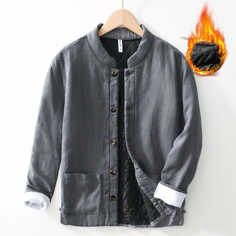 L127 中式立领苎麻长袖衬衫   休闲复古中国风衬衣外套  一件代发,男装,衬衫,淘宝优惠券,粉丝福利购,淘宝优惠卷