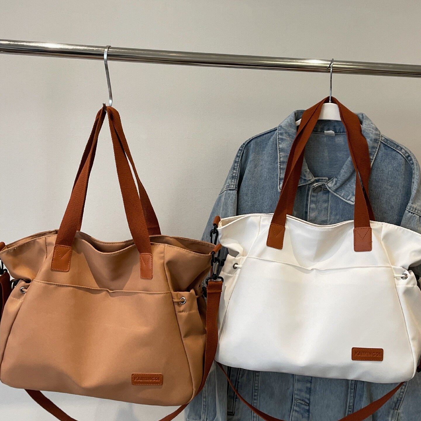 大容量帆布包女托特包2024新款大学生上课简约手提单肩包通勤斜挎