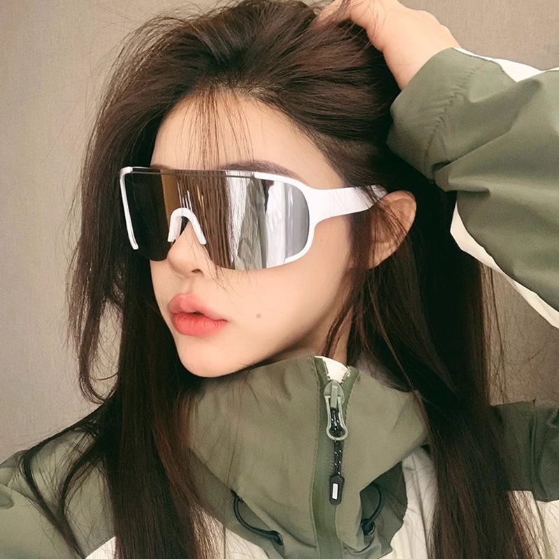 欧美户外运动骑行银色眼镜登山夜骑太阳镜连体护目防风镜墨镜男女