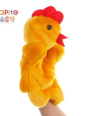 分销毛绒玩具动物手偶公鸡母鸡玩偶混批亲子安抚早教公仔