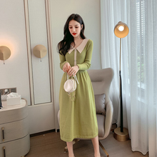 时尚 气质打底毛衣裙翻领收腰显瘦针织长袖 连衣裙女 2019春秋季 新款