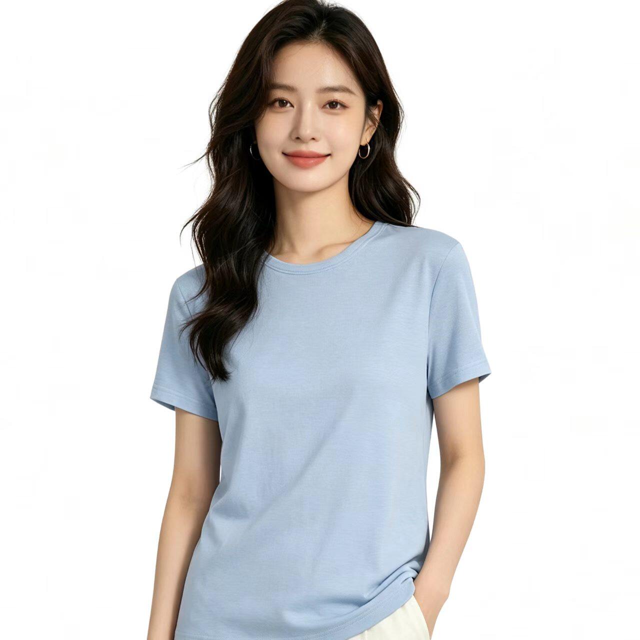 JSNZ103 新款时尚简约百搭圆领女短袖