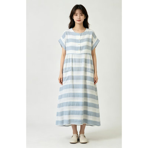 QH04 新款舒适亲肤皱皱棉女士连衣裙家居服 【15】
