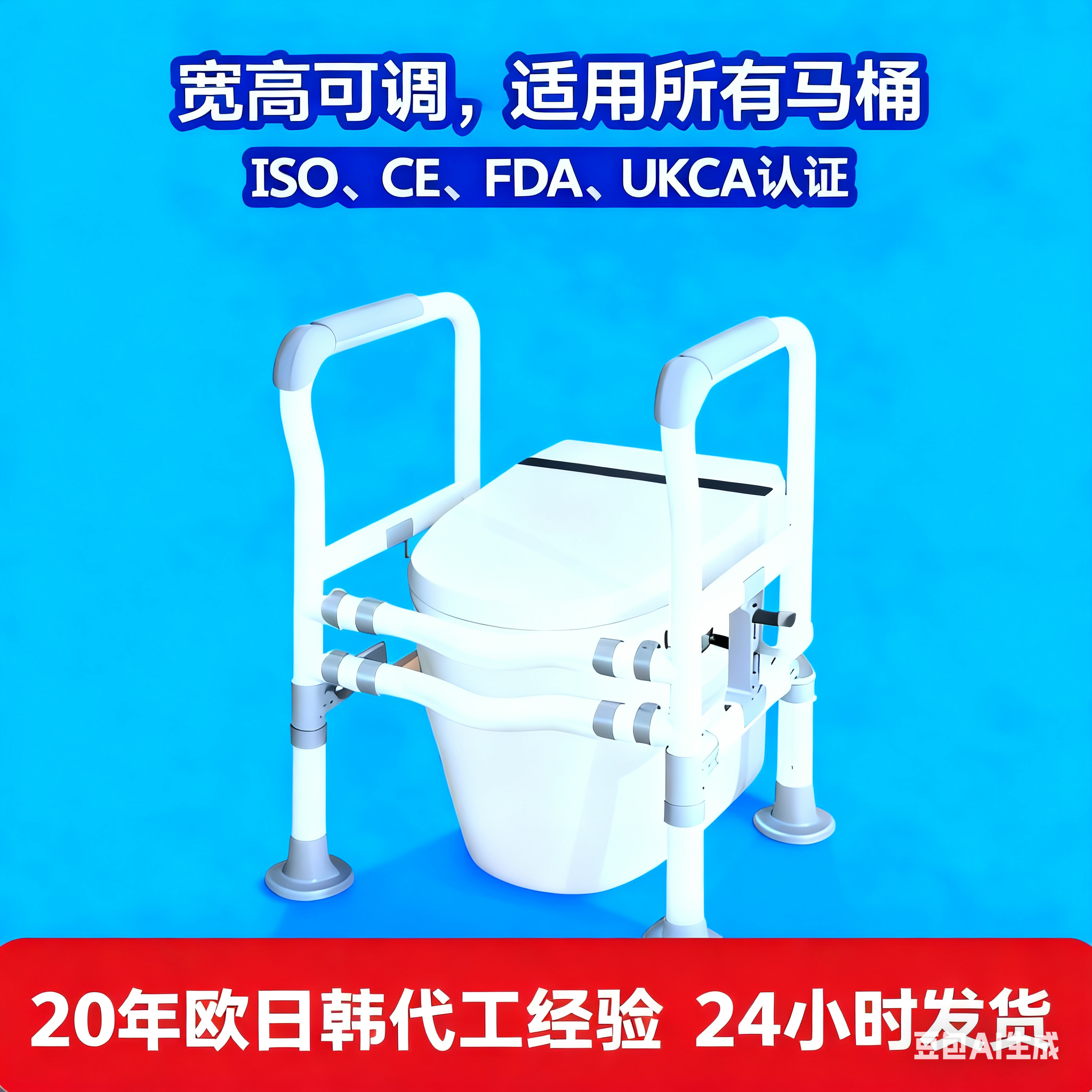 老年人马桶坐便扶手家用卫生间养老院安全马桶扶手架起身器免打孔