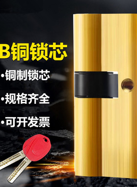 单排弹子锁芯铜AB锁芯大门锁芯防盗门锁芯入户门天地锁铜锁芯