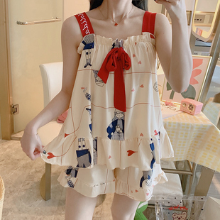2026睡衣女夏季韩版吊带少女套装学生薄款公主风可外穿家居服睡衣