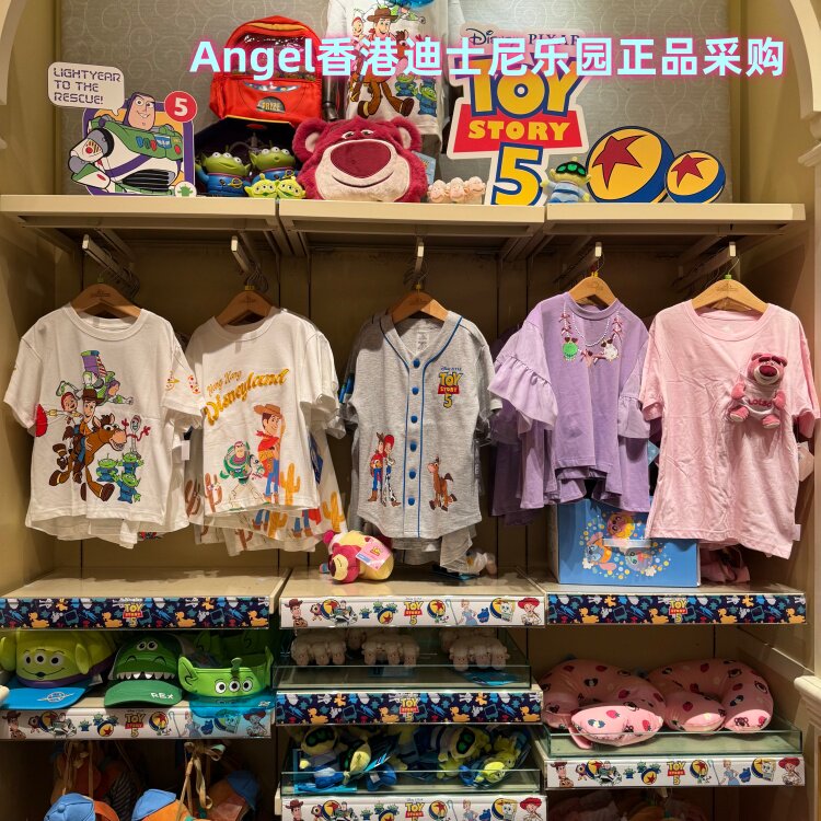 香港迪士尼 玩具总动员6胡迪翠丝火腿猪可爱公仔亲子 短袖卡通T恤