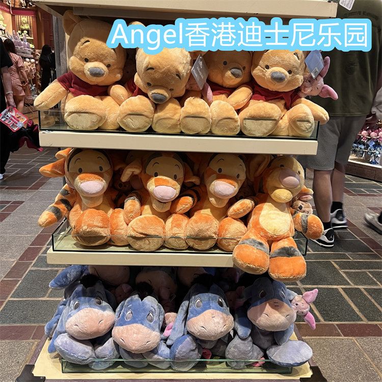 香港迪士尼乐园 小熊维尼跳跳虎可爱公仔 噗噗抱抱卡通毛毯玩具