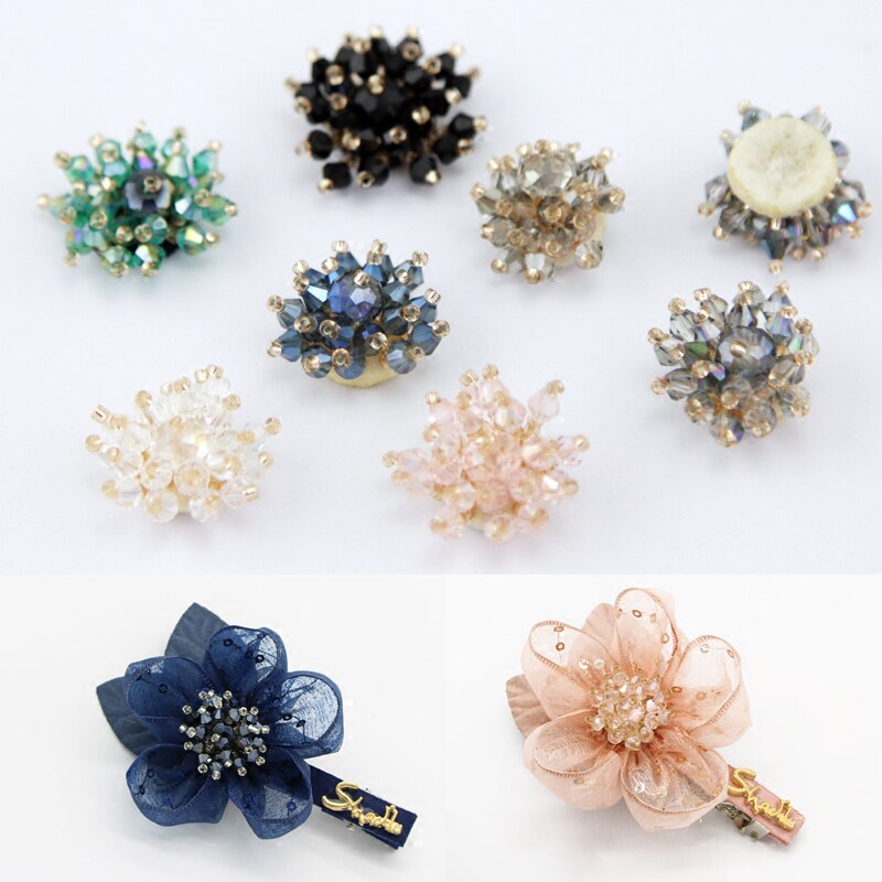 diy手工饰品材料蝴蝶结串珠diy花朵配件手工缝制多色水晶钉珠花盘