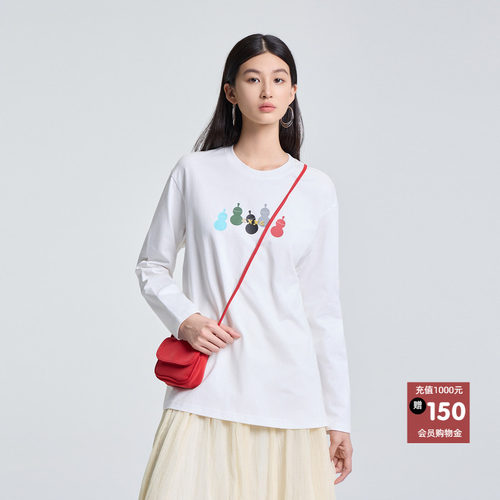 恩瑞妮长袖卡通印花女T恤