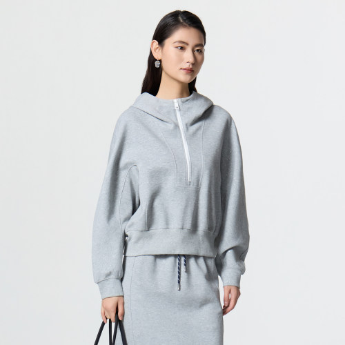 恩瑞妮灰色连帽拉链卫衣女款