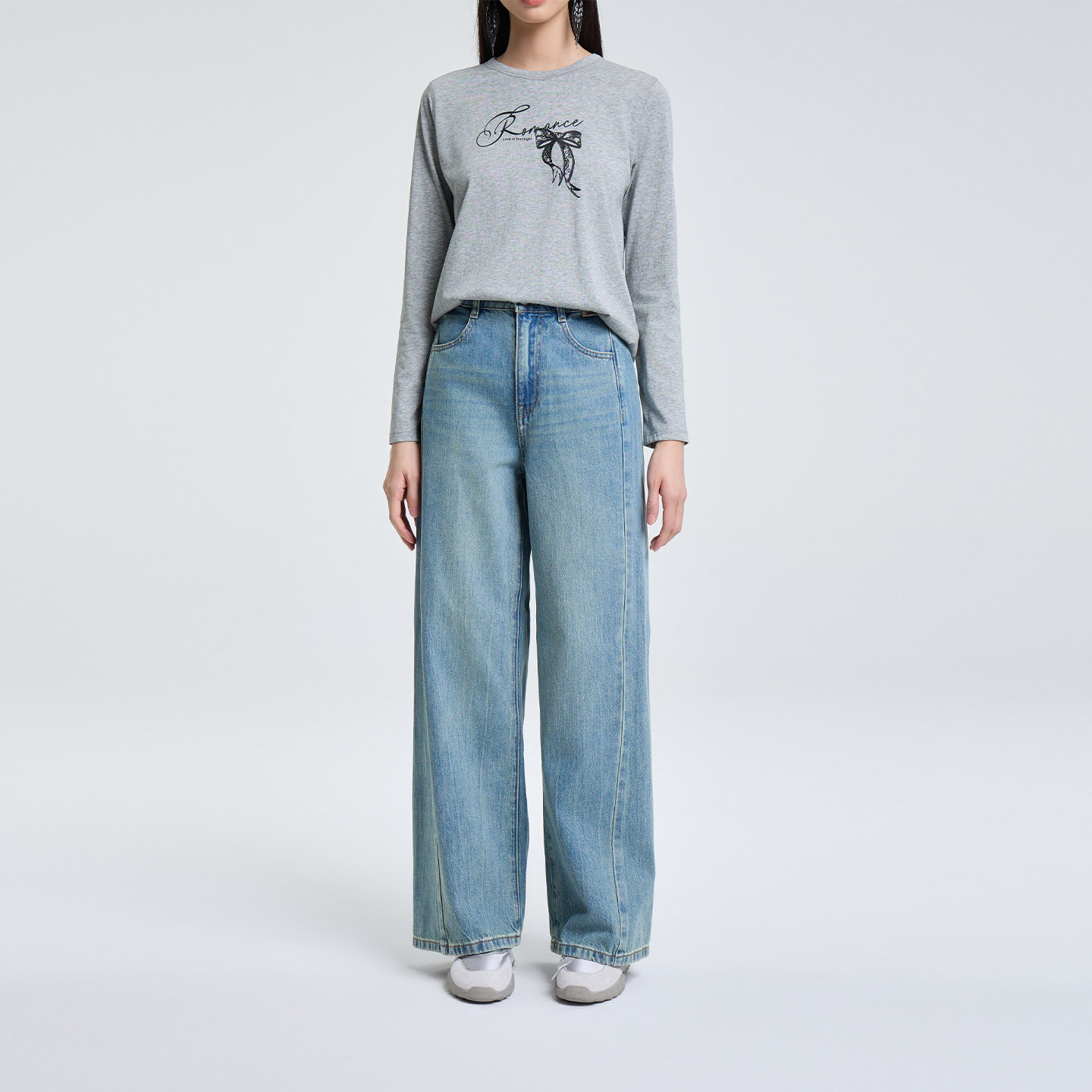 恩瑞妮宽松复古直筒牛仔裤女蓝色长裤阔腿裤2026年春季新休闲女装,女装/女士精品,牛仔裤,淘宝优惠券,粉丝福利购,淘宝优惠卷