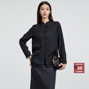 恩瑞妮专柜同款2025冬季新款新中式国风盘扣衬衫女上衣