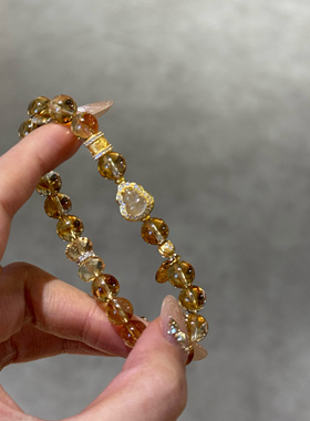 天然黄塔晶手链水沫玉葫芦手串女款招财转运珠黄水晶小众设计手链