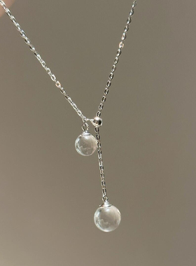 清晨露珠天然白水晶项链可调节锁骨链女2025新款爆款轻奢小众百搭