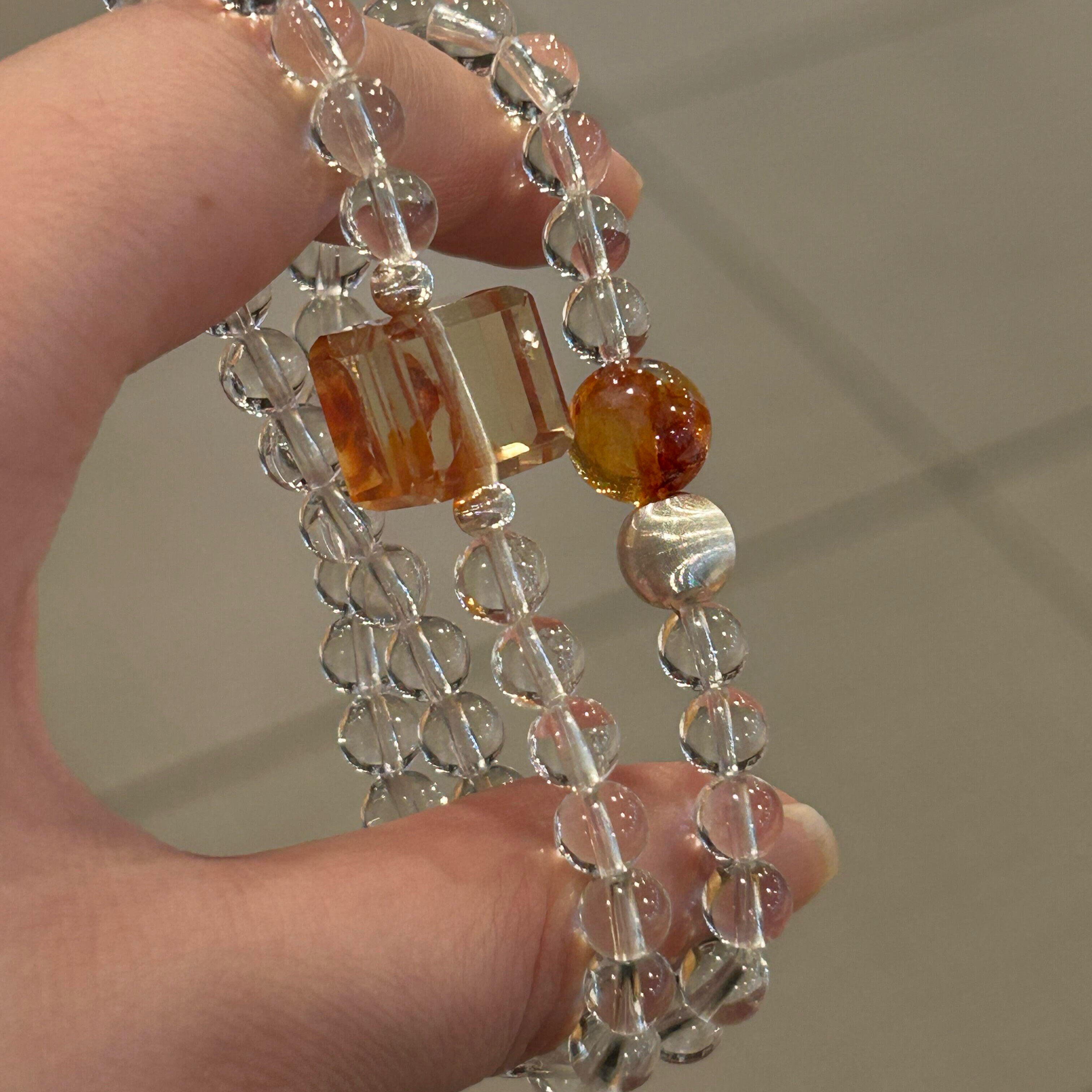 新春锦鲤天然白水晶纯银手链红胶花方糖手串饰品礼物送男女闺蜜款