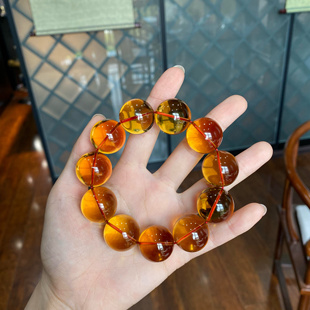 毕业级天然红金料马德拉美全净体21mm巴西黄水晶手串暴富财运手链