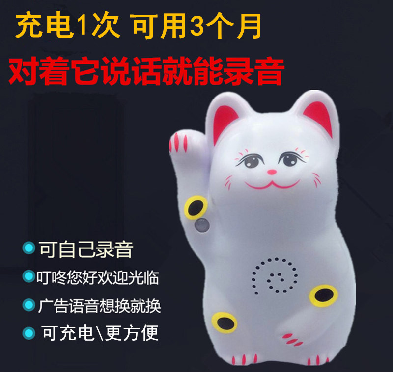 人体感应门铃可录音招财猫店铺迎宾感应器红外线语音定制欢迎光临 电子/电工 报警主机 原图主图