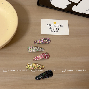 Candy bowtie 手工 韩国进口炫彩颗粒水滴夹简约bb夹儿童碎发夹